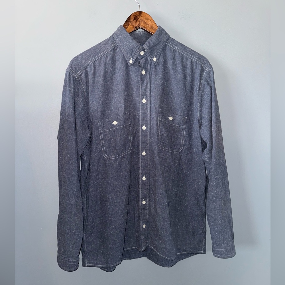Eton Sweden Blue Neppy Cotton Button Down Shirt Contemporary Fit Luxury Casual